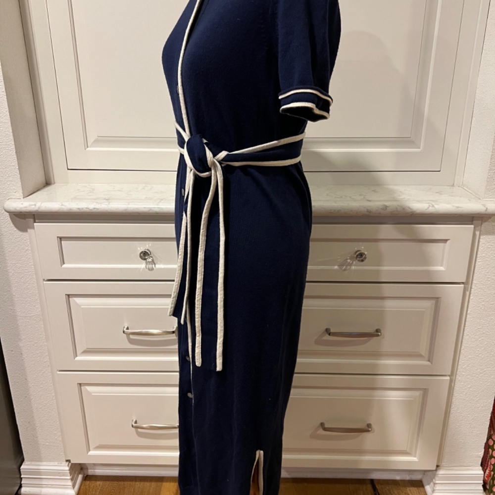 J. Crew Merino Wool Cotton Navy Button Up Knit Midi Dress (size xs) - Picture 4 of 6